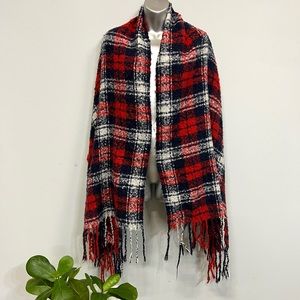Aerie Large Red, White, Blue Plaid Scarf/Wrap/Tablecover
